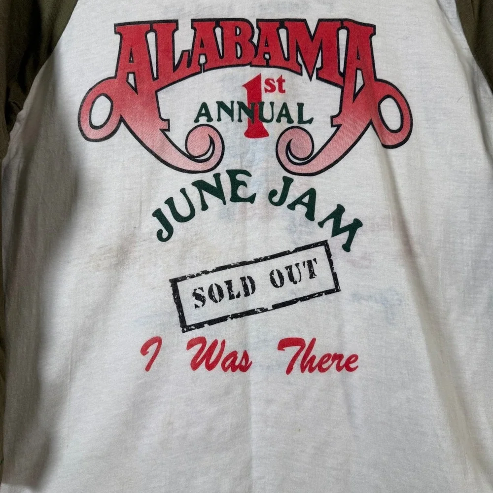 Vintage 1982 Alabama June Jam Tee Jays T-Shirt Raglan Sleeve USA Made - Large